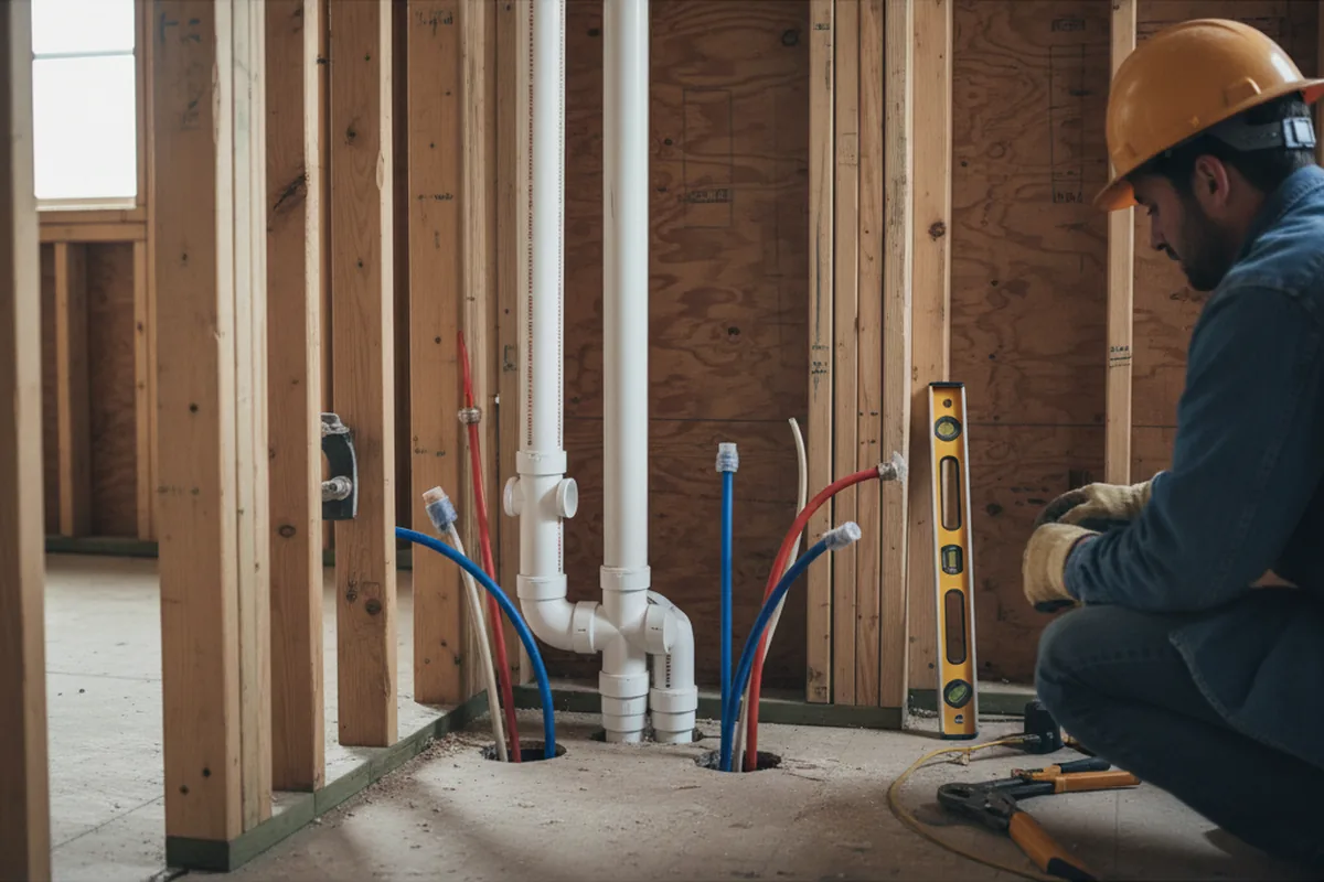 Drain and supply rough-in during Drain Cleaning in North Middletown